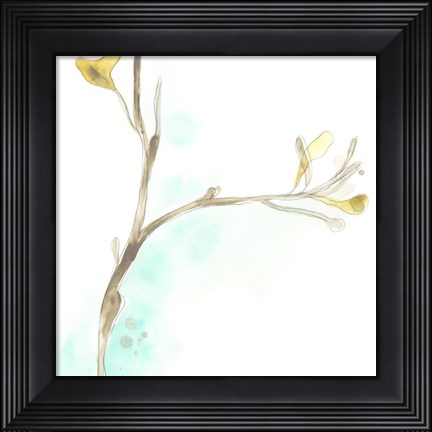 Framed Teal and Ochre Ginko IV Print