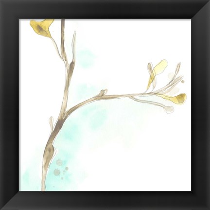 Framed Teal and Ochre Ginko IV Print