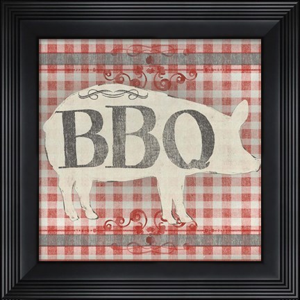Framed Gingham BBQ I Print
