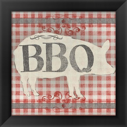 Framed Gingham BBQ I Print