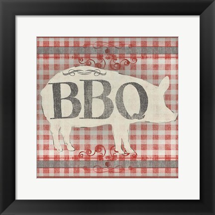 Framed Gingham BBQ I Print