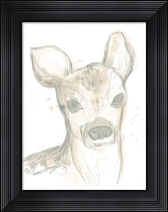 Framed Deer Cameo I Print