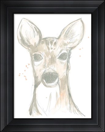 Framed Deer Cameo II Print