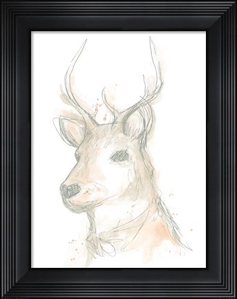 Framed Deer Cameo III Print