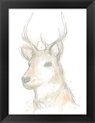 Framed Deer Cameo III Print