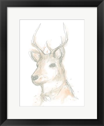 Framed Deer Cameo III Print