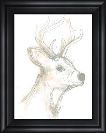 Framed Deer Cameo IV Print