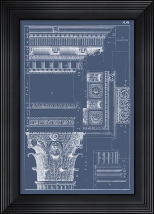 Framed Column &amp; Cornice Blueprint III Print