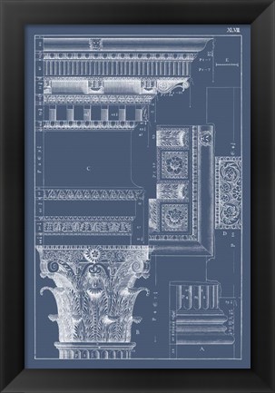 Framed Column &amp; Cornice Blueprint III Print