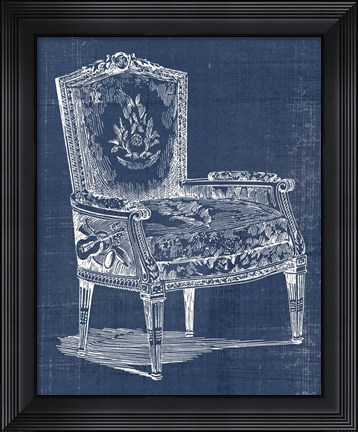 Framed Antique Chair Blueprint I Print