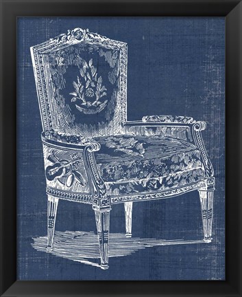 Framed Antique Chair Blueprint I Print