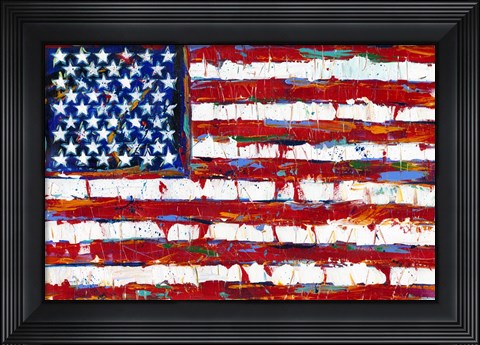 Framed Dramatic Stars &amp; Stripes Print
