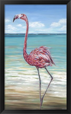 Framed Beach Walker Flamingo II Print