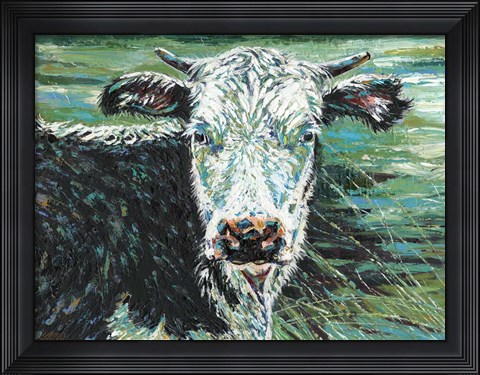 Framed Marshland Cow I Print