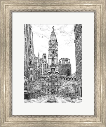 Framed B&amp;W Us Cityscape-Philadelphia Print