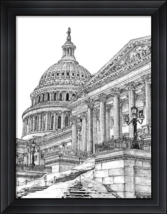 Framed B&amp;W Us Cityscape-Washington DC Print
