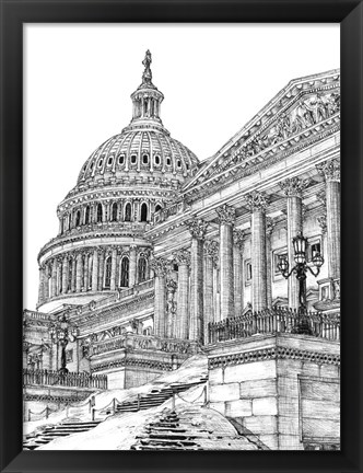 Framed B&amp;W Us Cityscape-Washington DC Print