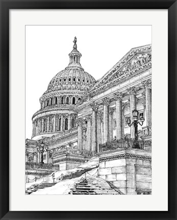 Framed B&amp;W Us Cityscape-Washington DC Print