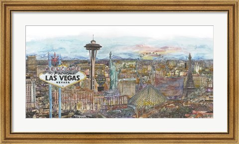 Framed Vegas Skyline in Color Print