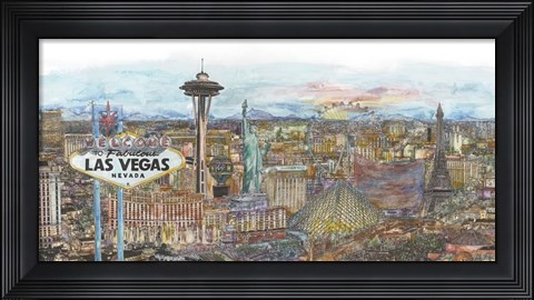 Framed Vegas Skyline in Color Print