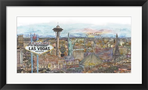 Framed Vegas Skyline in Color Print