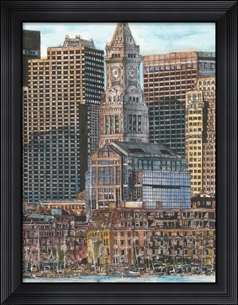 Framed US Cityscape-Boston Print
