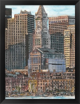 Framed US Cityscape-Boston Print