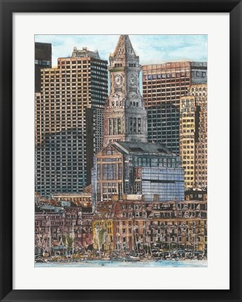 Framed US Cityscape-Boston Print