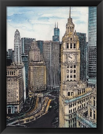 Framed US Cityscape-Chicago Print