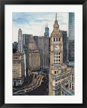 Framed US Cityscape-Chicago Print