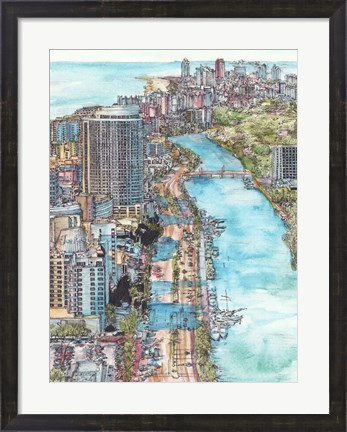 Framed US Cityscape-Miami Print