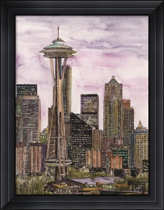 Framed US Cityscape-Seattle Print
