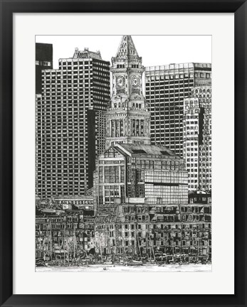 Framed B&amp;W Us Cityscape-Boston Print