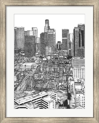 Framed B&amp;W Us Cityscape-Los Angeles Print