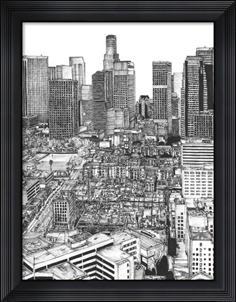 Framed B&amp;W Us Cityscape-Los Angeles Print