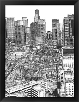 Framed B&amp;W Us Cityscape-Los Angeles Print