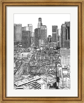Framed B&amp;W Us Cityscape-Los Angeles Print