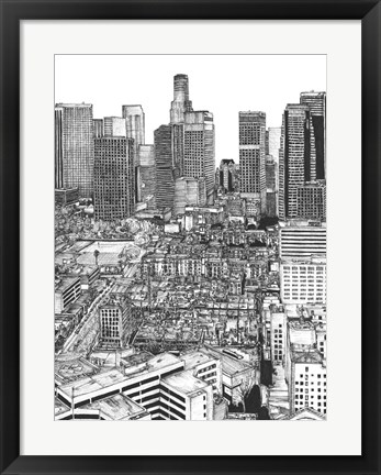 Framed B&amp;W Us Cityscape-Los Angeles Print