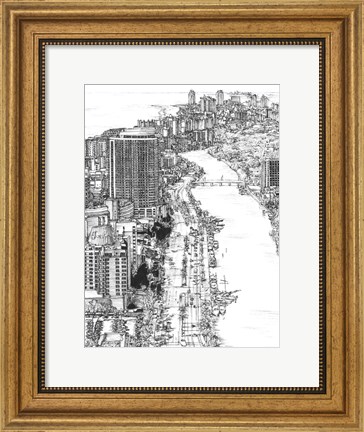 Framed B&amp;W Us Cityscape-Miami Print