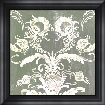 Framed Patinaed Scroll I Print