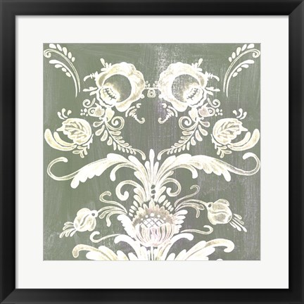 Framed Patinaed Scroll I Print