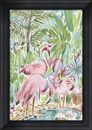 Framed Flamingo Paradise II Print