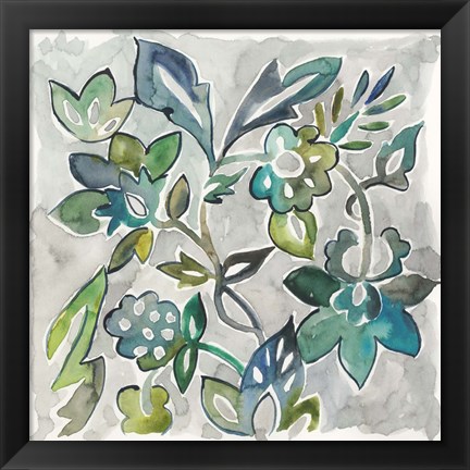 Framed Sapphire Vine I Print