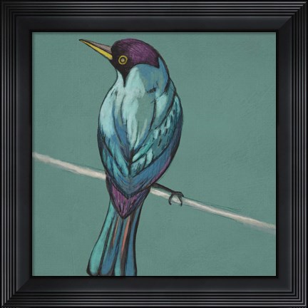 Framed Winged Sketch I on Teal Print