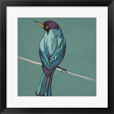 Framed Winged Sketch I on Teal Print