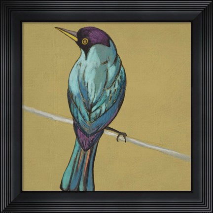 Framed Winged Sketch I on Ochre Print