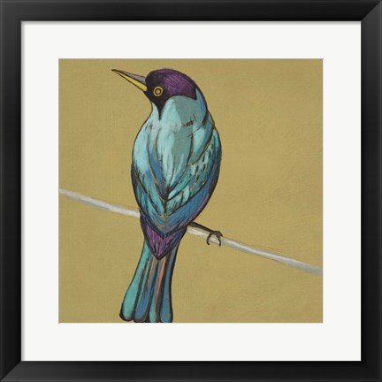 Framed Winged Sketch I on Ochre Print