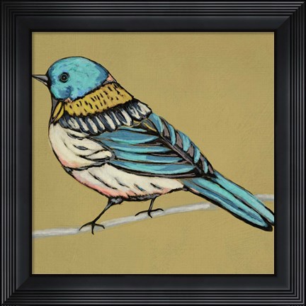 Framed Winged Sketch III on Ochre Print