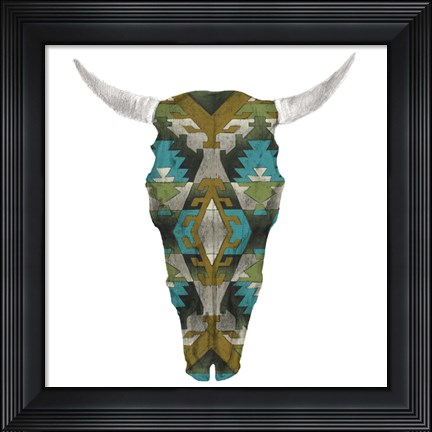 Framed Day of the Dead Skull Mount I Print