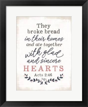 Framed Glad and Sincere Hearts Print